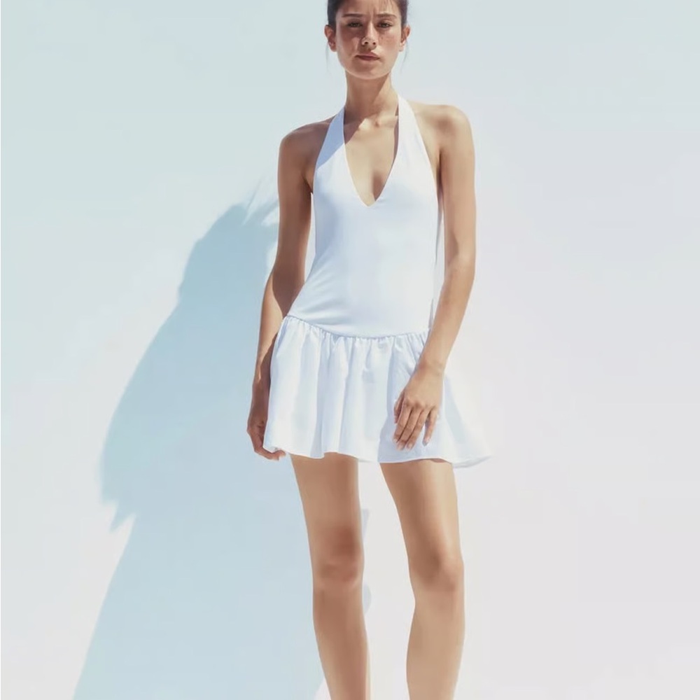 Elegant White Halter Dress